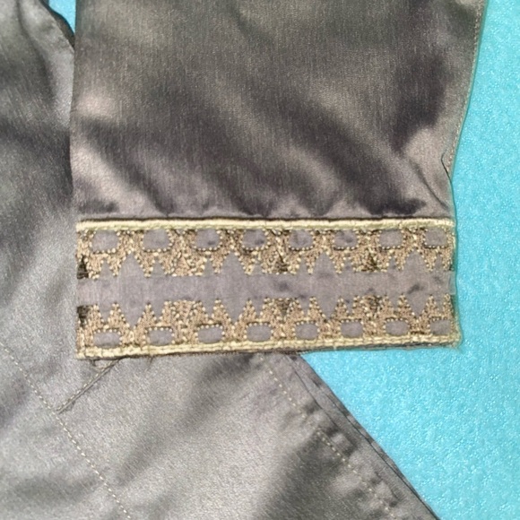 GOLDEN MOUNTAINS throbe full length gray gold embroidery zip mockneck NEW size M - Picture 6 of 14